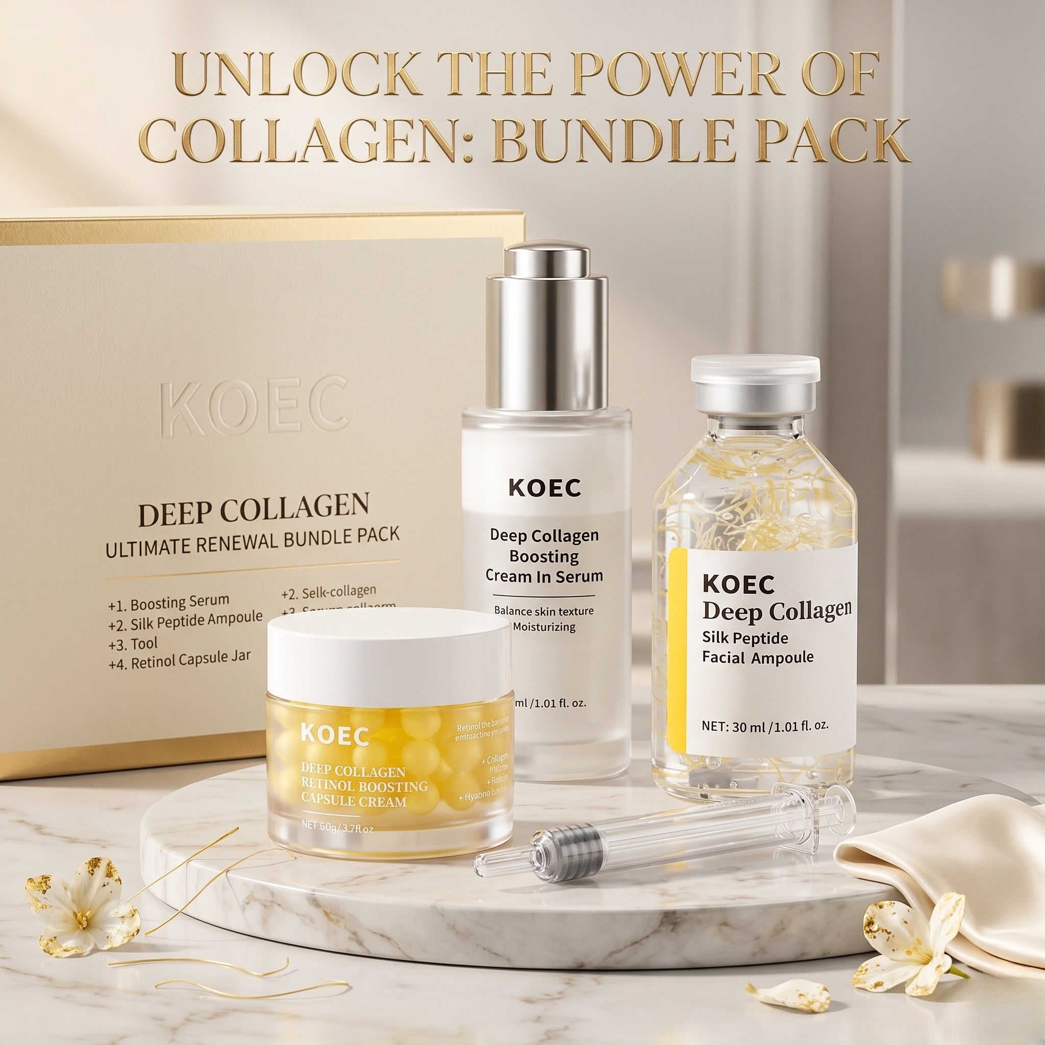 Korean Silk Collagen Ampoule The needle-free "lifting thread" ritual from Korea.